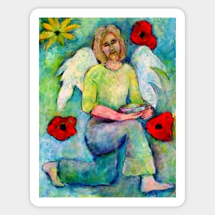 Ezra, Angel image part of an Angel oracle card deck – MeMoment angel cards Sticker